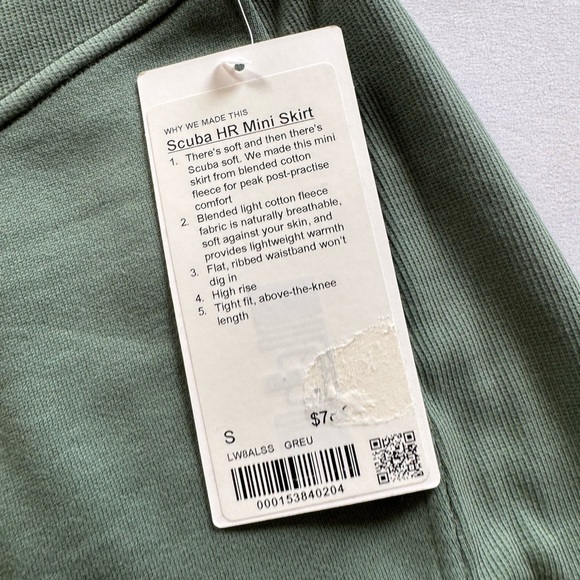 NWT Lululemon Scuba High Rise Mini Skirt Size S Green - Picture 4 of 6